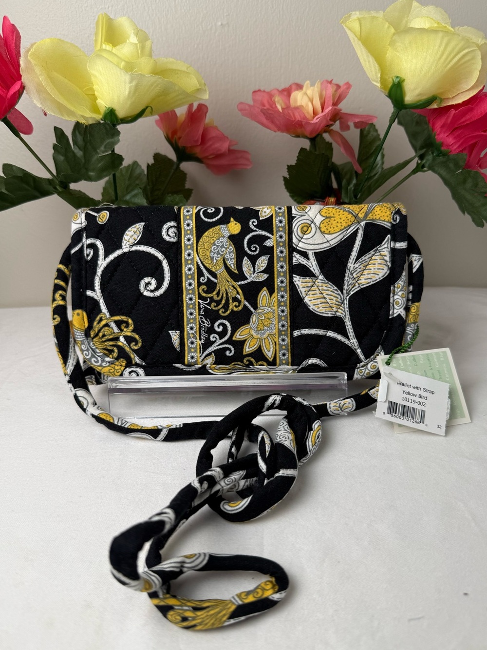 NWT Vera Bradley Yellow Bird Wallet With Strap Retired Pattern Rare